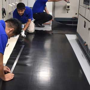 Industrial electrical safety matting installed