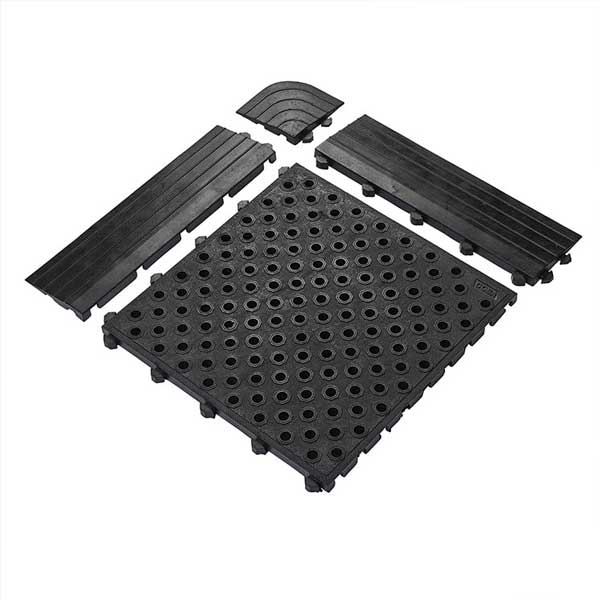 Interlocking Anti-Fatigue Durable Rubber Tile with Accessories
